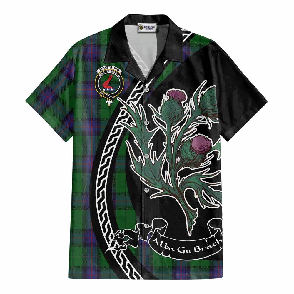 Armstrong Family Crest Tartan Cotton Hawaiian Shirt Alba Thistle Inspired - Tartan Vibes Clothing