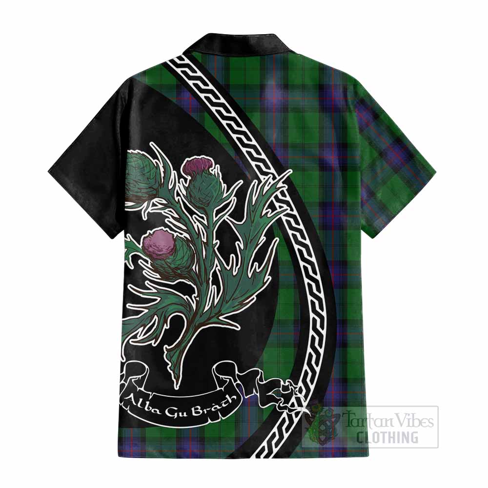 Armstrong Family Crest Tartan Cotton Hawaiian Shirt Alba Thistle Inspired - Tartan Vibes Clothing