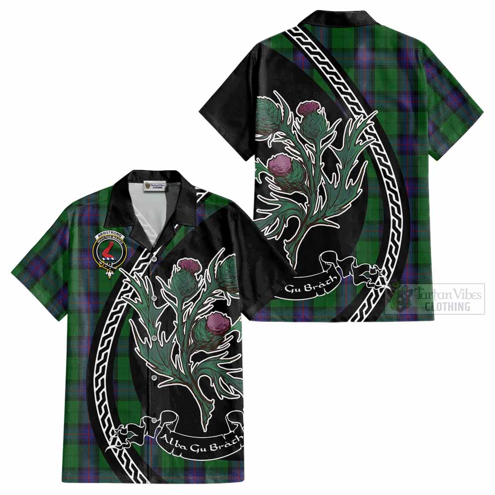 Armstrong Family Crest Tartan Cotton Hawaiian Shirt Alba Thistle Inspired - Tartan Vibes Clothing