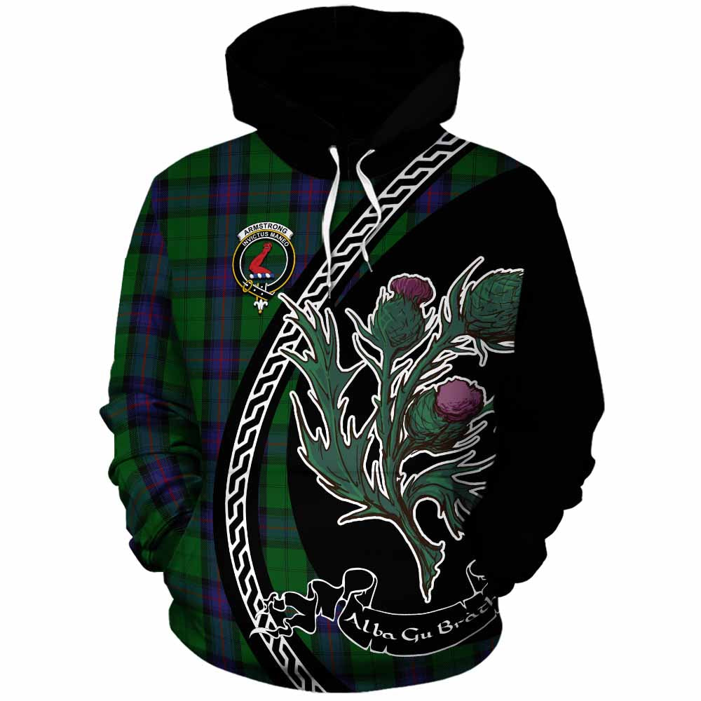 Armstrong Family Crest Tartan Cotton Hoodie Alba Thistle Inspired - Tartan Vibes Clothing