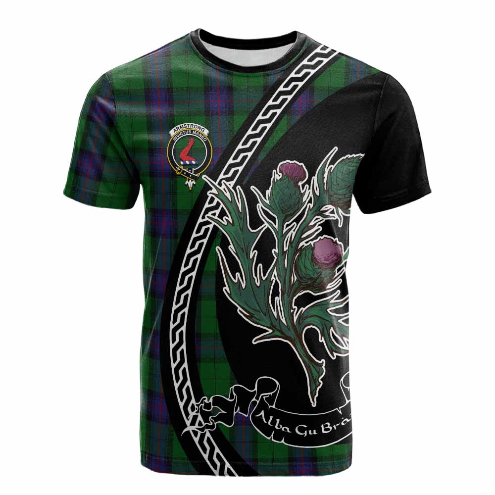 Armstrong Family Crest Tartan Cotton T-shirt Alba Thistle Inspired - Tartan Vibes Clothing
