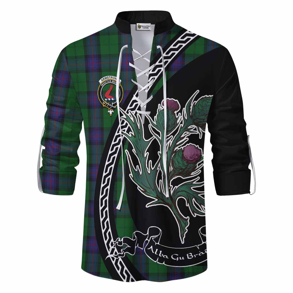 Armstrong Family Crest Tartan Ghillie Shirt Alba Thistle Inspired - Tartan Vibes Clothing