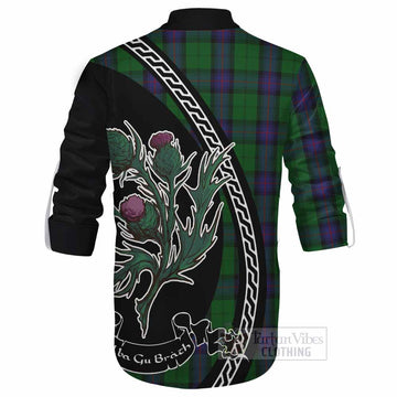 Armstrong Family Crest Tartan Ghillie Shirt Alba Thistle Inspired