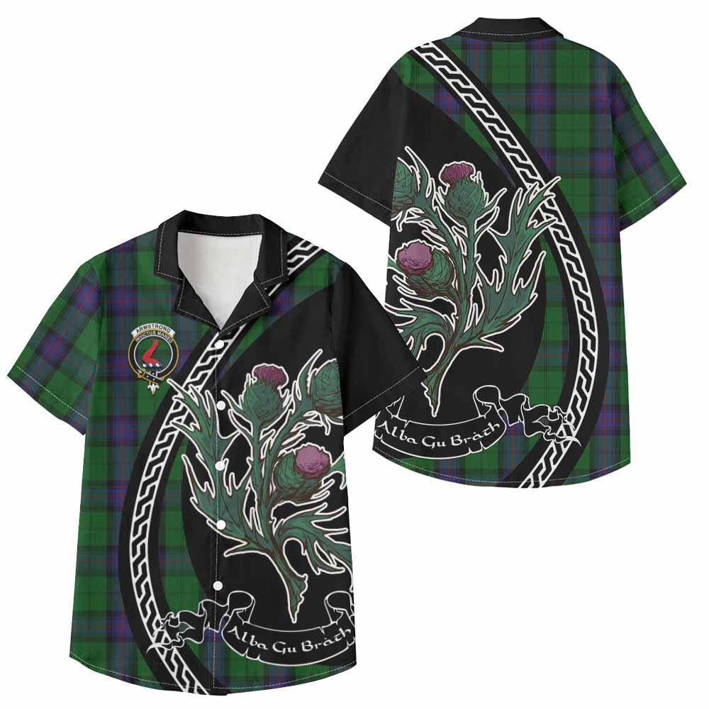 Armstrong Family Crest Tartan Kid Hawaiian Shirt Alba Thistle Inspired - Tartan Vibes Clothing