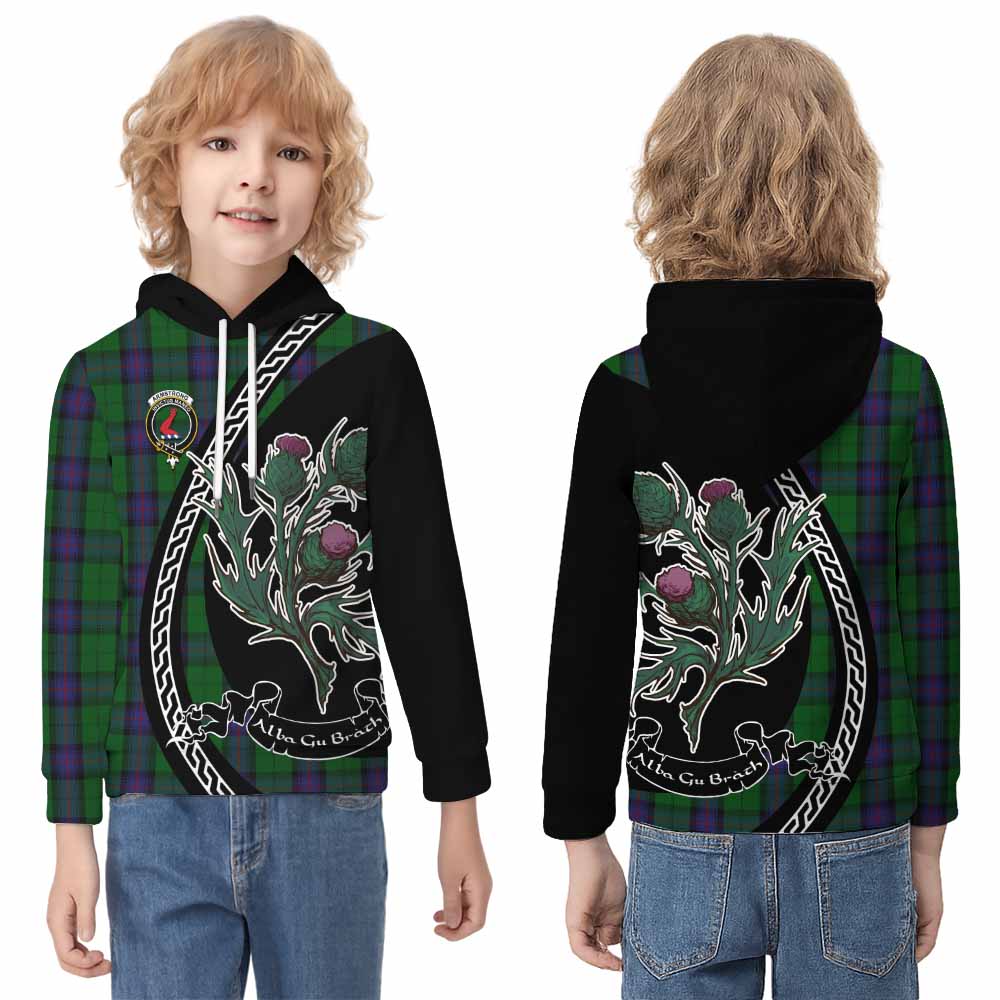 Armstrong Family Crest Tartan Kid Hoodie Alba Thistle Inspired - Tartan Vibes Clothing