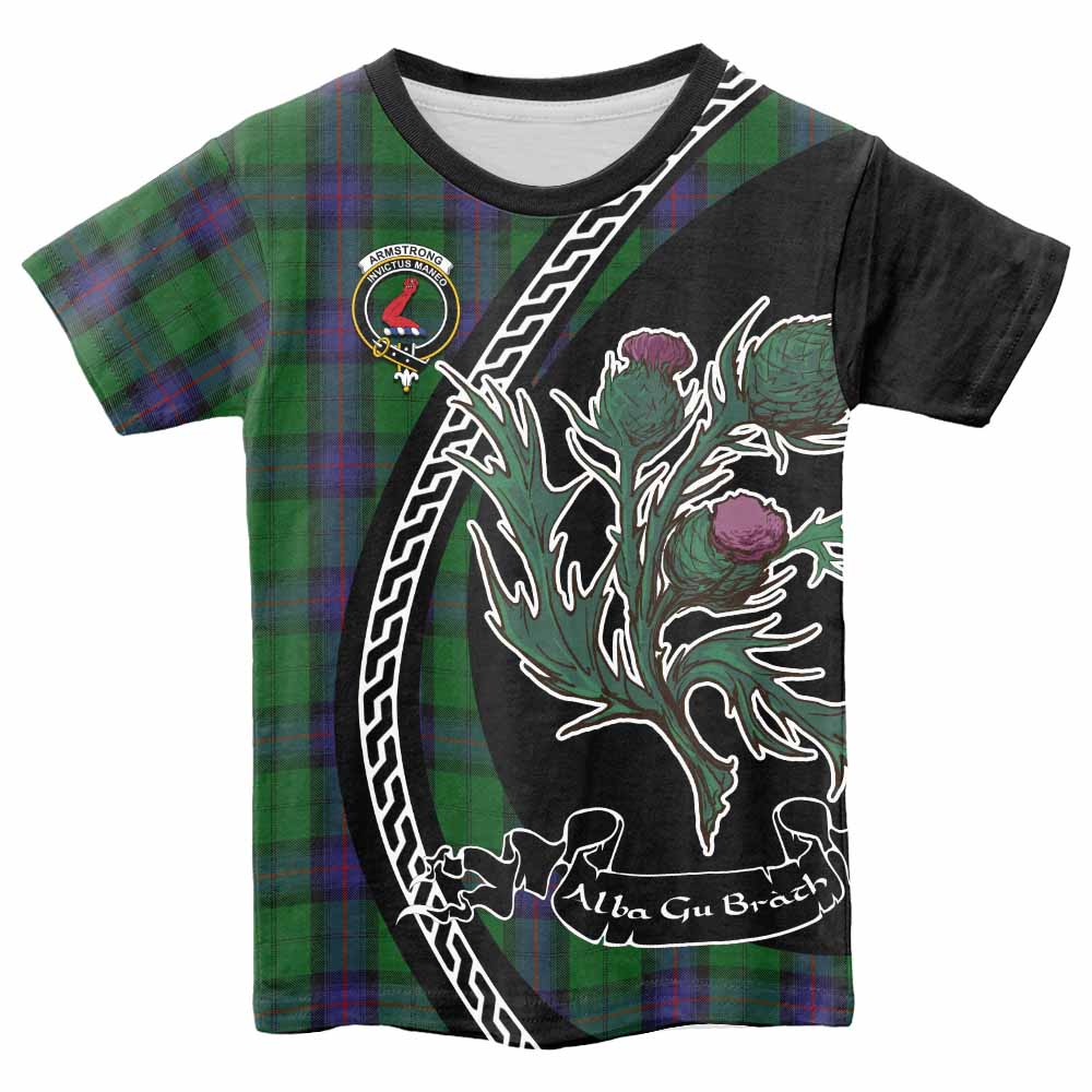 Armstrong Family Crest Tartan Kid T-shirt Alba Thistle Inspired - Tartan Vibes Clothing
