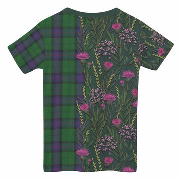 Armstrong Family Crest Tartan Kid T-shirt Scottish Thistle Flower Pattern Half Style