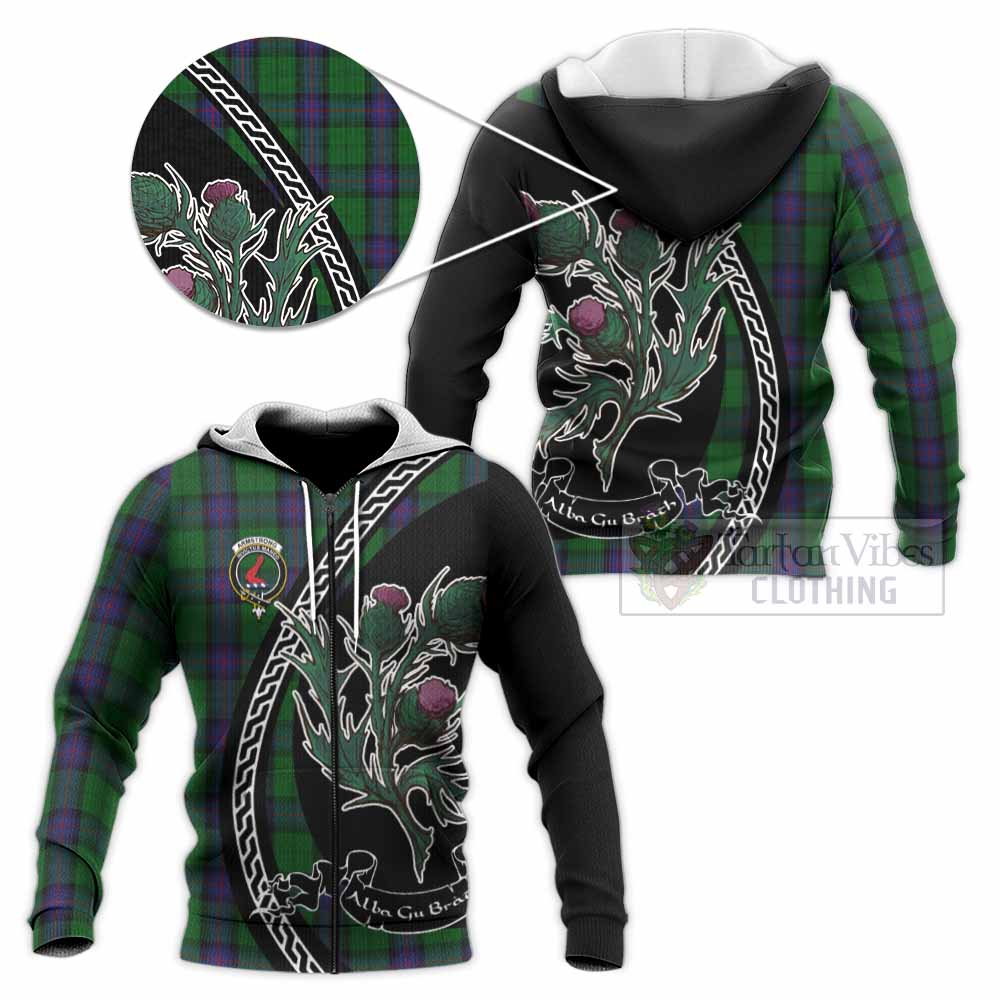 Armstrong Family Crest Tartan Knitted Hoodie Alba Thistle Inspired - Tartan Vibes Clothing