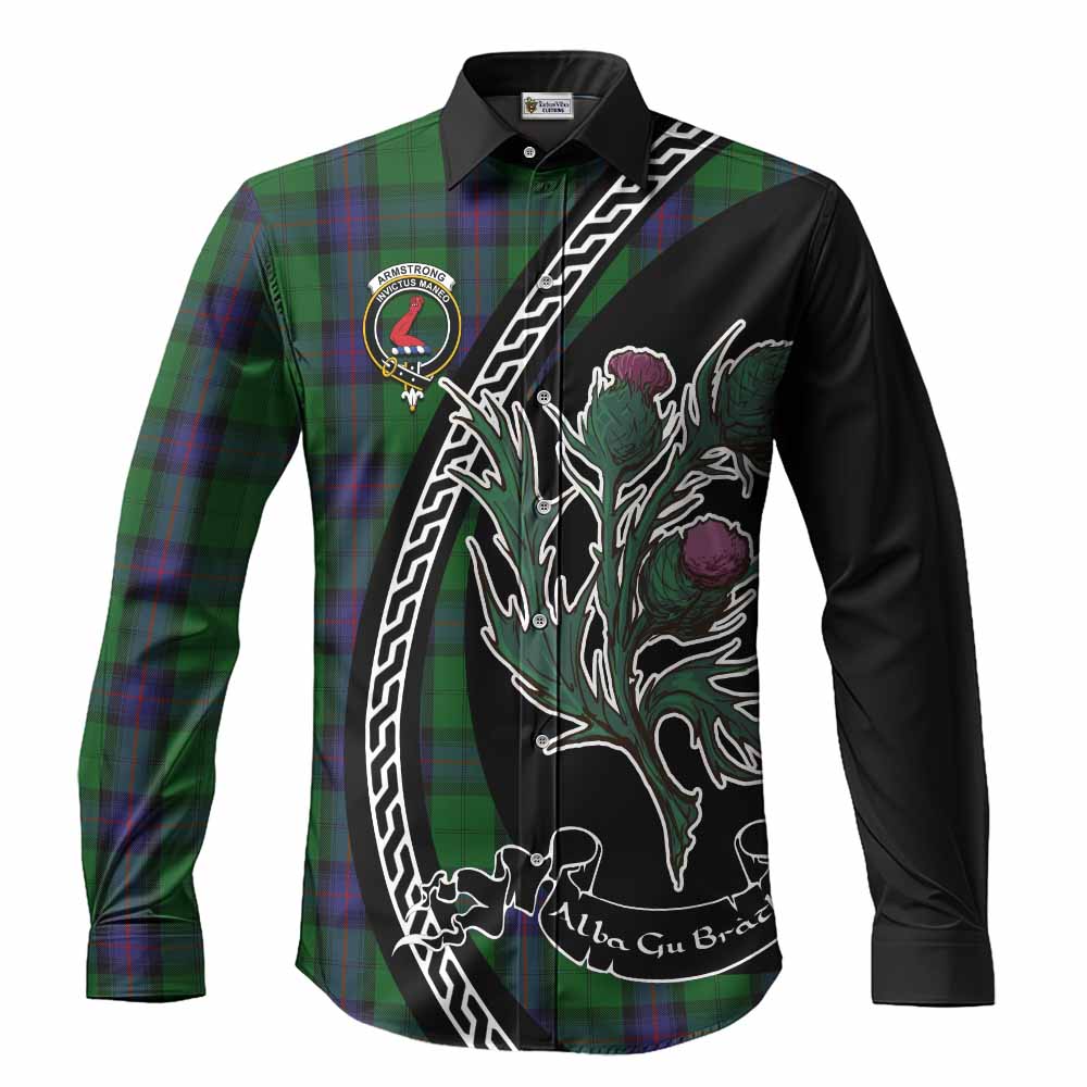 Armstrong Family Crest Tartan Long Sleeve Button Shirts Alba Thistle Inspired - Tartan Vibes Clothing