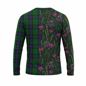 Armstrong Family Crest Tartan Long Sleeve T-Shirt Scottish Thistle Flower Pattern Half Style - Tartan Vibes Clothing