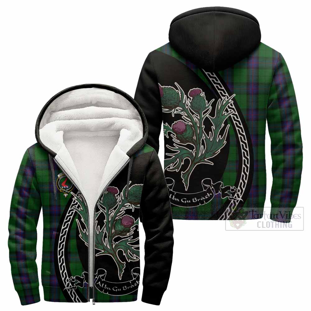 Armstrong Family Crest Tartan Sherpa Hoodie Alba Thistle Inspired - Tartan Vibes Clothing