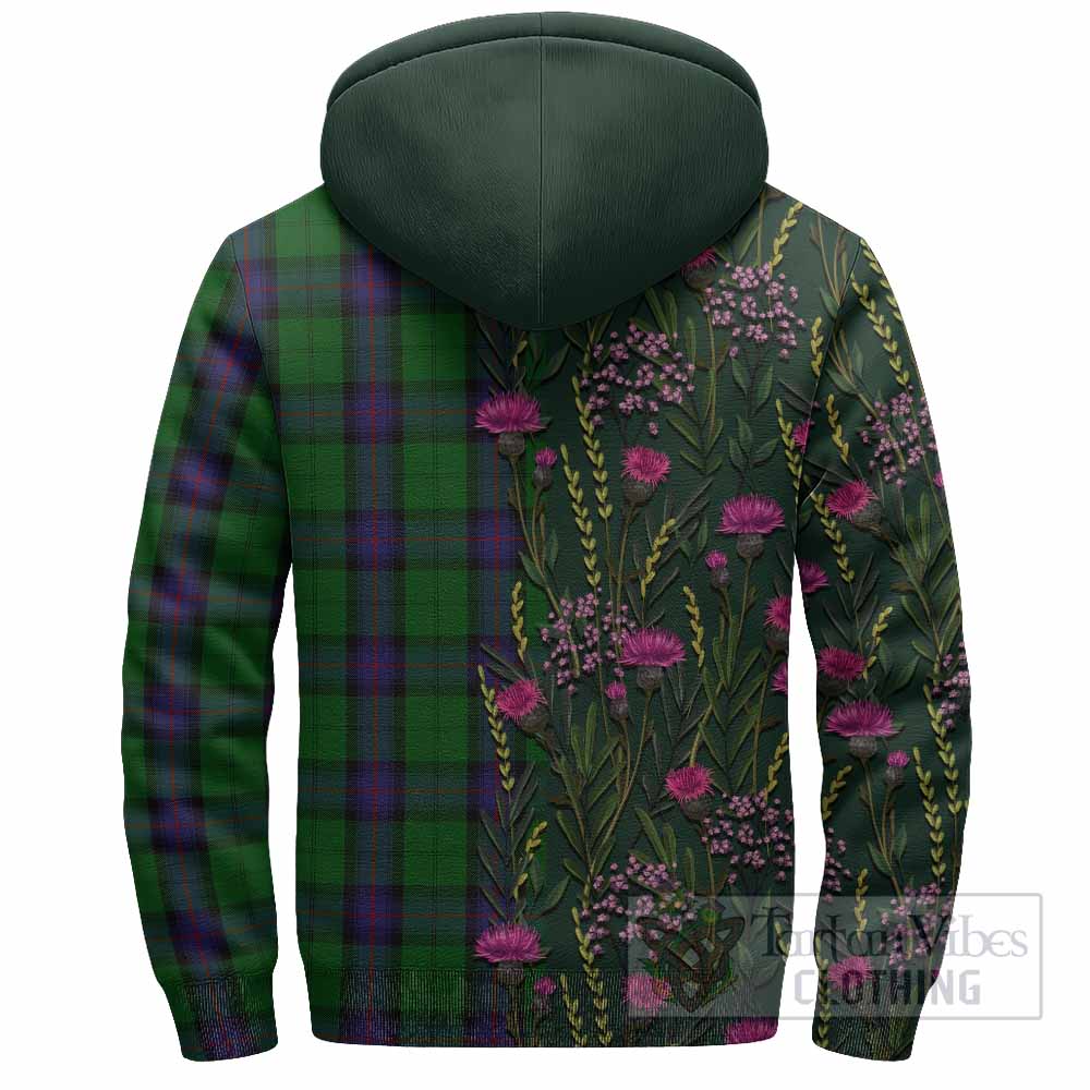 Armstrong Family Crest Tartan Sherpa Hoodie Scottish Thistle Flower Pattern Half Style - Tartan Vibes Clothing