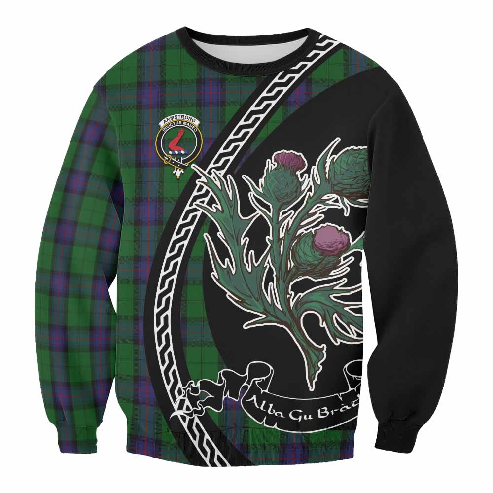 Armstrong Family Crest Tartan Sweatshirt Alba Thistle Inspired - Tartan Vibes Clothing