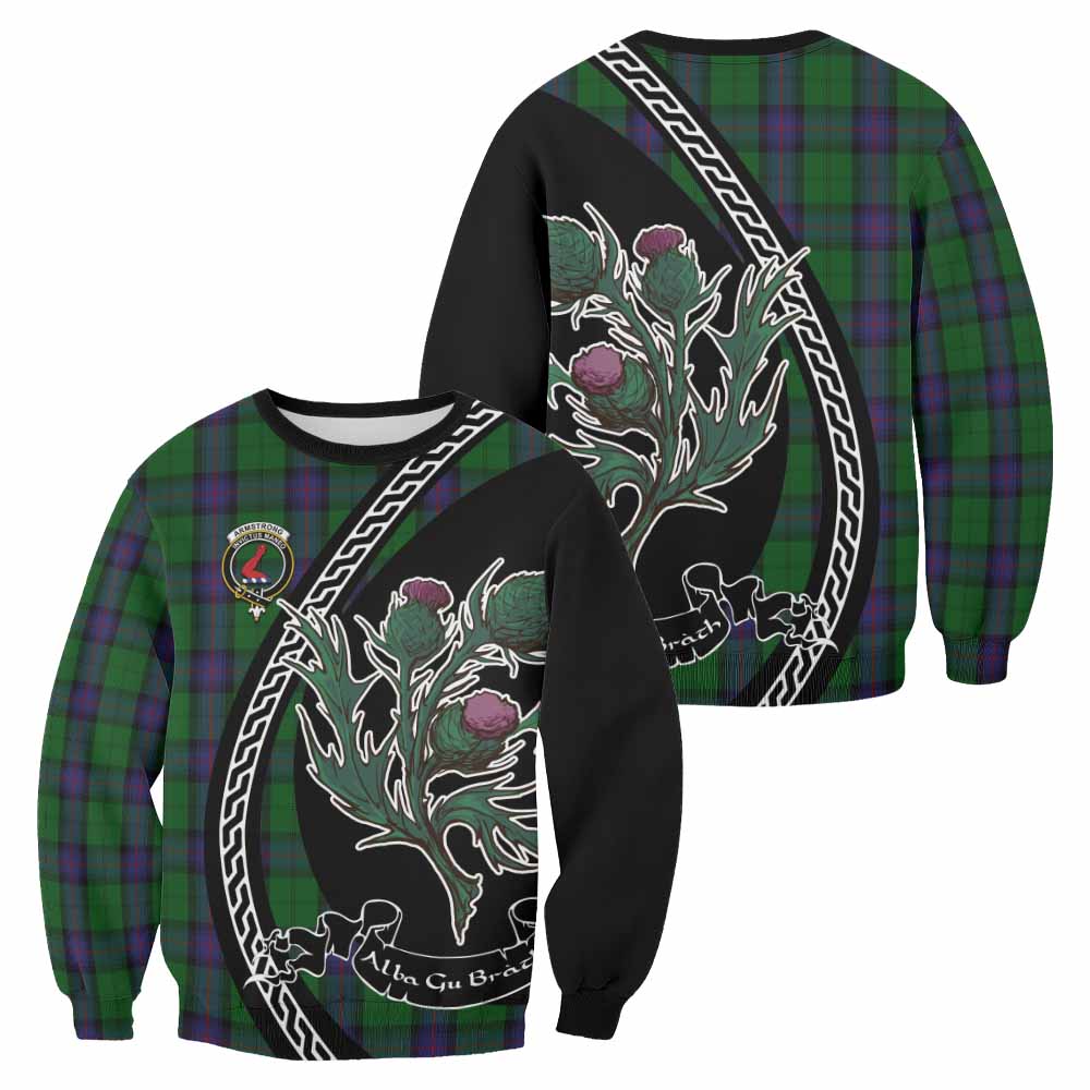 Armstrong Family Crest Tartan Sweatshirt Alba Thistle Inspired - Tartan Vibes Clothing