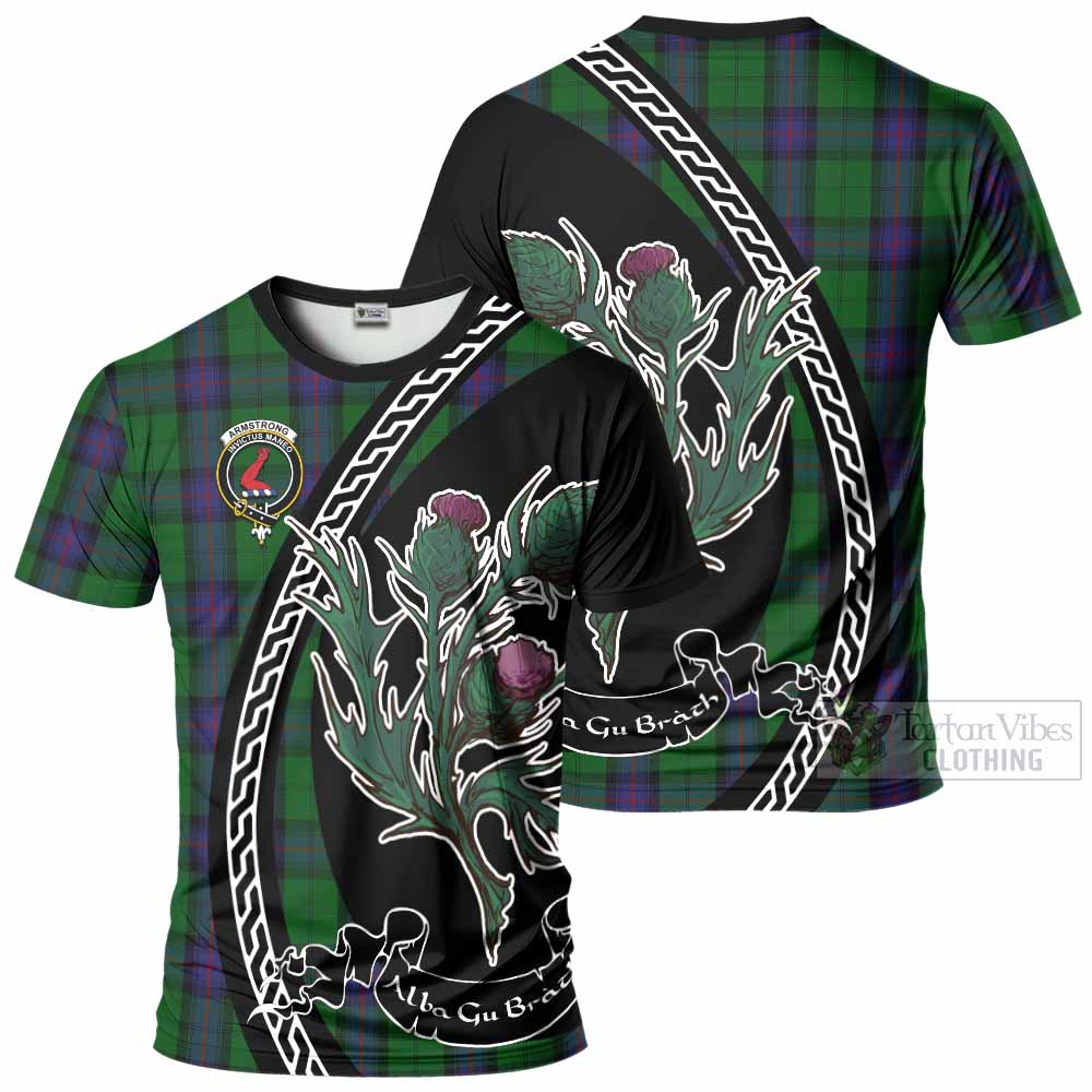 Armstrong Family Crest Tartan T-Shirt Alba Thistle Inspired - Tartan Vibes Clothing