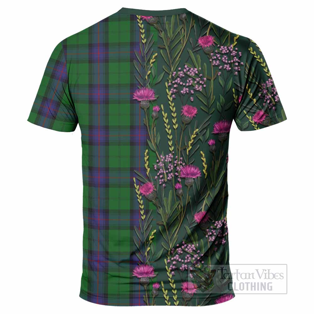 Armstrong Family Crest Tartan T-Shirt Scottish Thistle Flower Pattern Half Style - Tartan Vibes Clothing