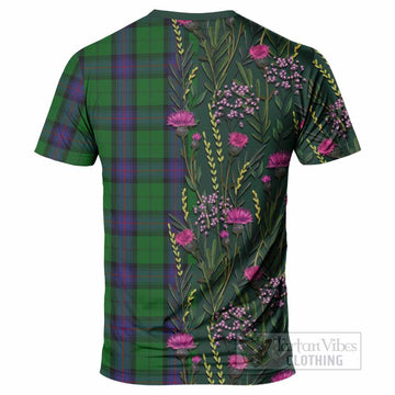 Armstrong Family Crest Tartan T-Shirt Scottish Thistle Flower Pattern Half Style - Tartan Vibes Clothing