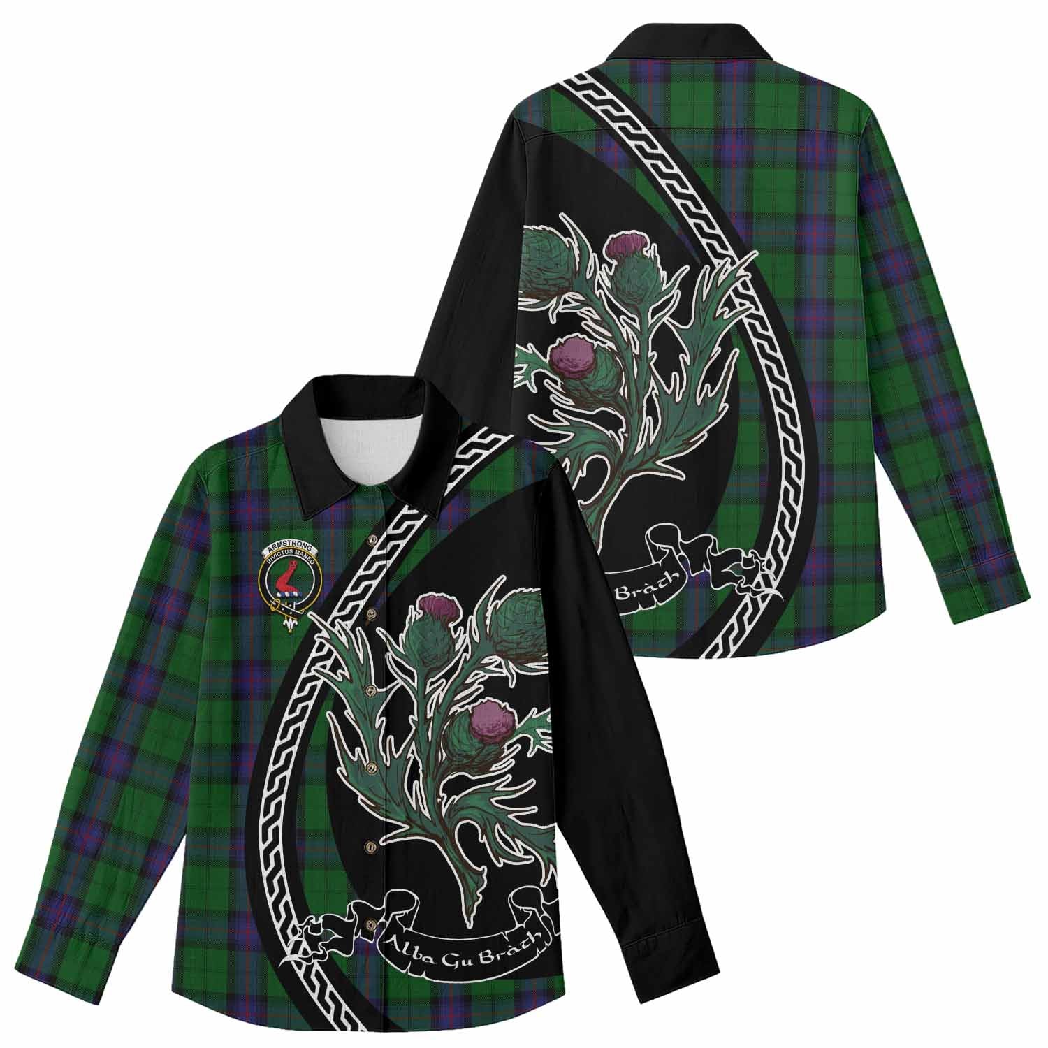 Armstrong Family Crest Tartan Women Casual Shirt Alba Thistle Inspired - Tartan Vibes Clothing