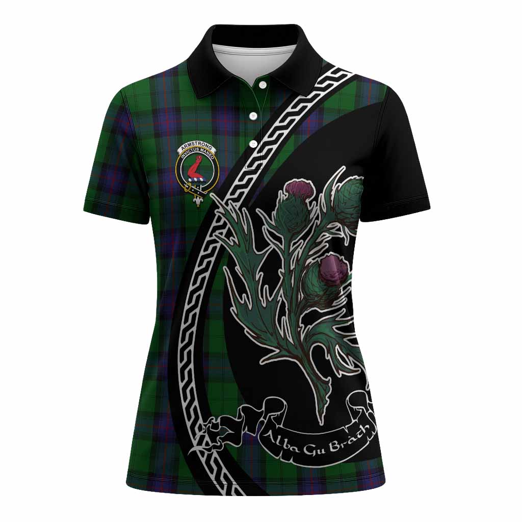 Armstrong Family Crest Tartan Women Polo Shirt Alba Thistle Inspired - Tartan Vibes Clothing