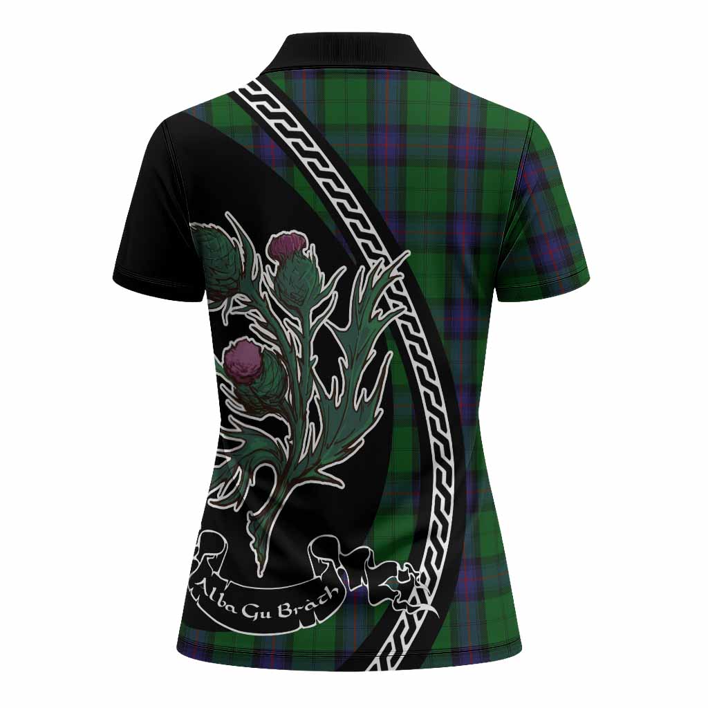 Armstrong Family Crest Tartan Women Polo Shirt Alba Thistle Inspired - Tartan Vibes Clothing