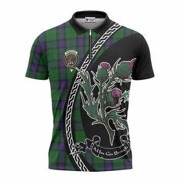 Armstrong Family Crest Tartan Zipper Polo Shirt Alba Thistle Inspired