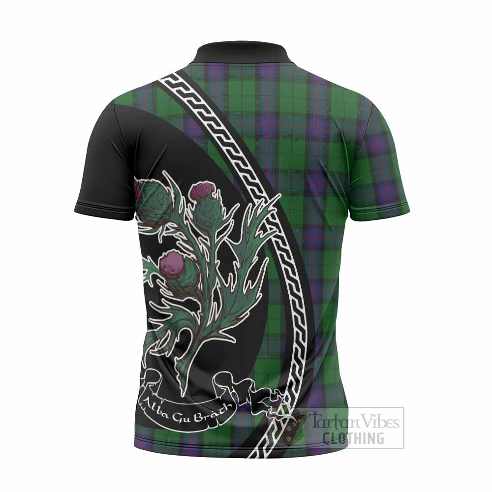 Armstrong Family Crest Tartan Zipper Polo Shirt Alba Thistle Inspired - Tartan Vibes Clothing