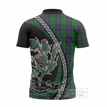 Armstrong Family Crest Tartan Zipper Polo Shirt Alba Thistle Inspired