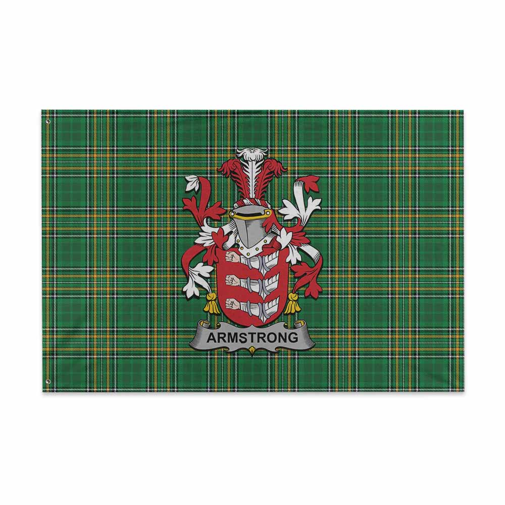 Tartan Vibes Clothing Armstrong Irish Clan Tartan House Flag with Coat of Arms