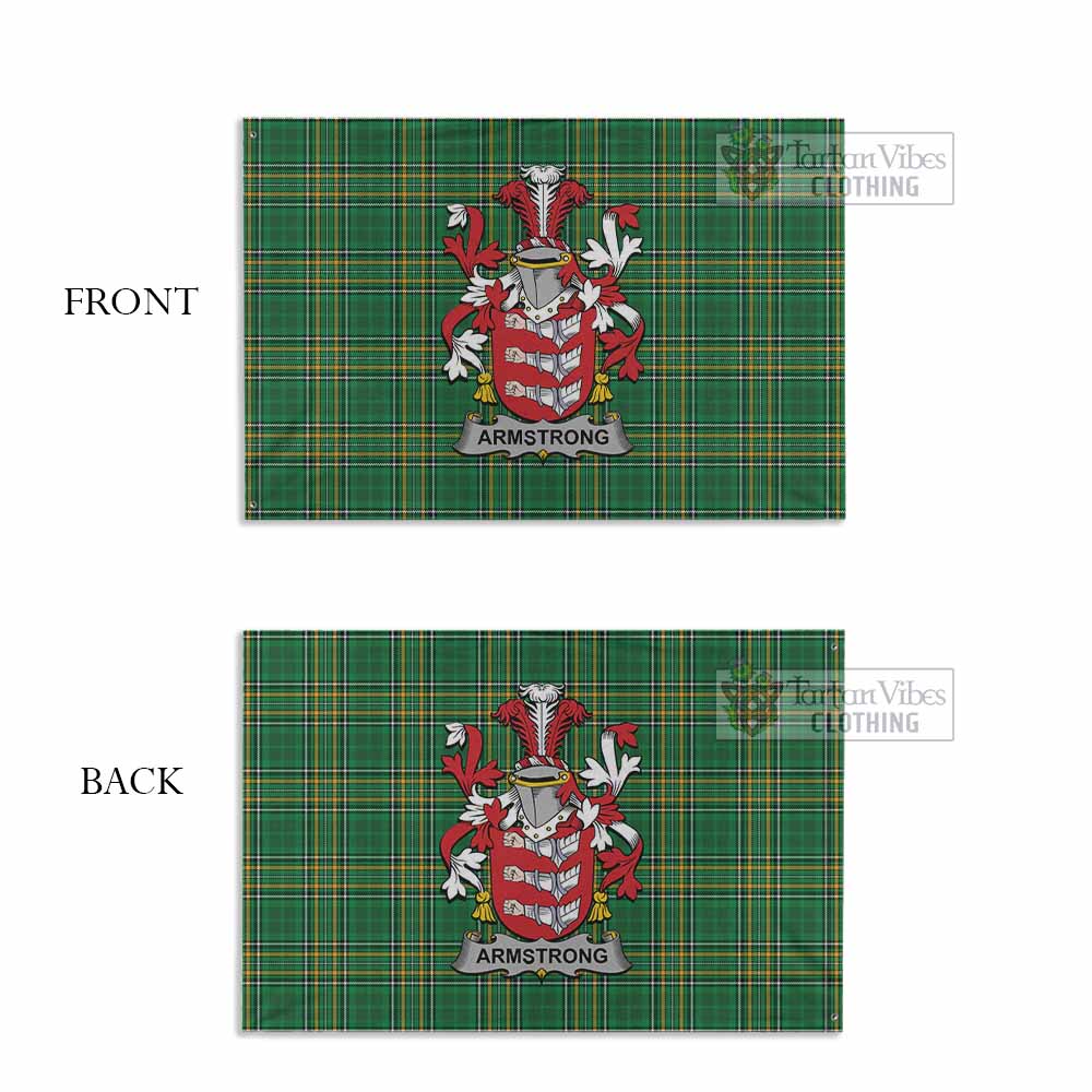 Tartan Vibes Clothing Armstrong Irish Clan Tartan House Flag with Coat of Arms