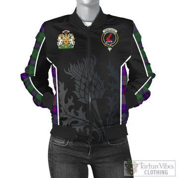 Armstrong Modern Tartan Bomber Jacket with Family Crest and Scottish Thistle Vibes Sport Style