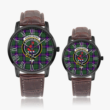 Armstrong Modern Tartan Family Crest Leather Strap Quartz Watch
