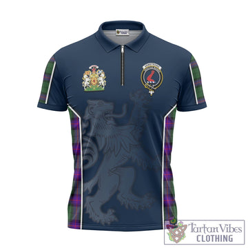 Armstrong Modern Tartan Zipper Polo Shirt with Family Crest and Lion Rampant Vibes Sport Style