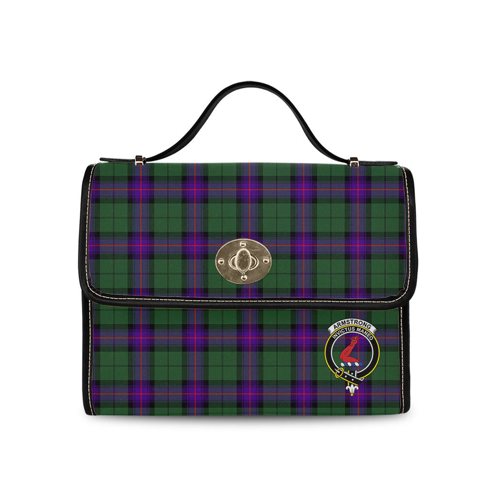 Armstrong Modern Tartan Leather Strap Waterproof Canvas Bag with Family Crest - Tartanvibesclothing