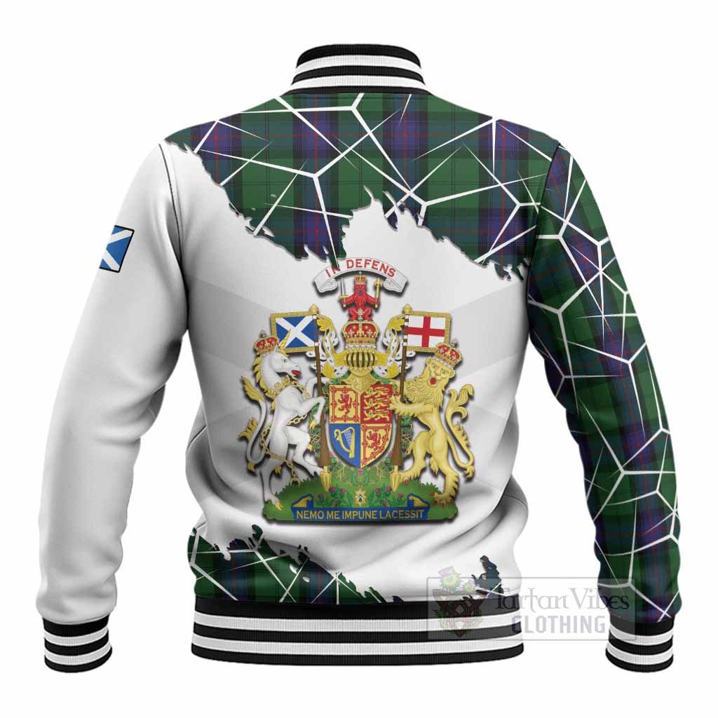 Armstrong Tartan Baseball Jacket with Family Crest and Lion Rampant Grunge Style