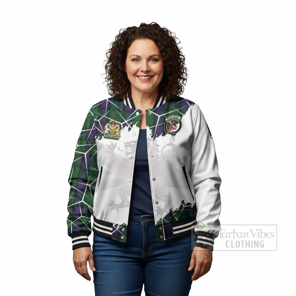Armstrong Tartan Baseball Jacket with Family Crest and Lion Rampant Grunge Style
