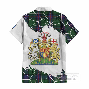 Armstrong Tartan Cotton Hawaiian Shirt with Family Crest and Lion Rampant Grunge Style
