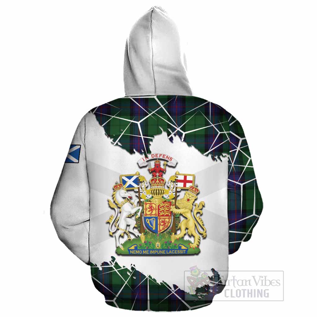 Armstrong Tartan Cotton Hoodie with Family Crest and Lion Rampant Grunge Style