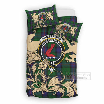 Armstrong Tartan Crest Bedding Set with Scottish Iconic Symbols 