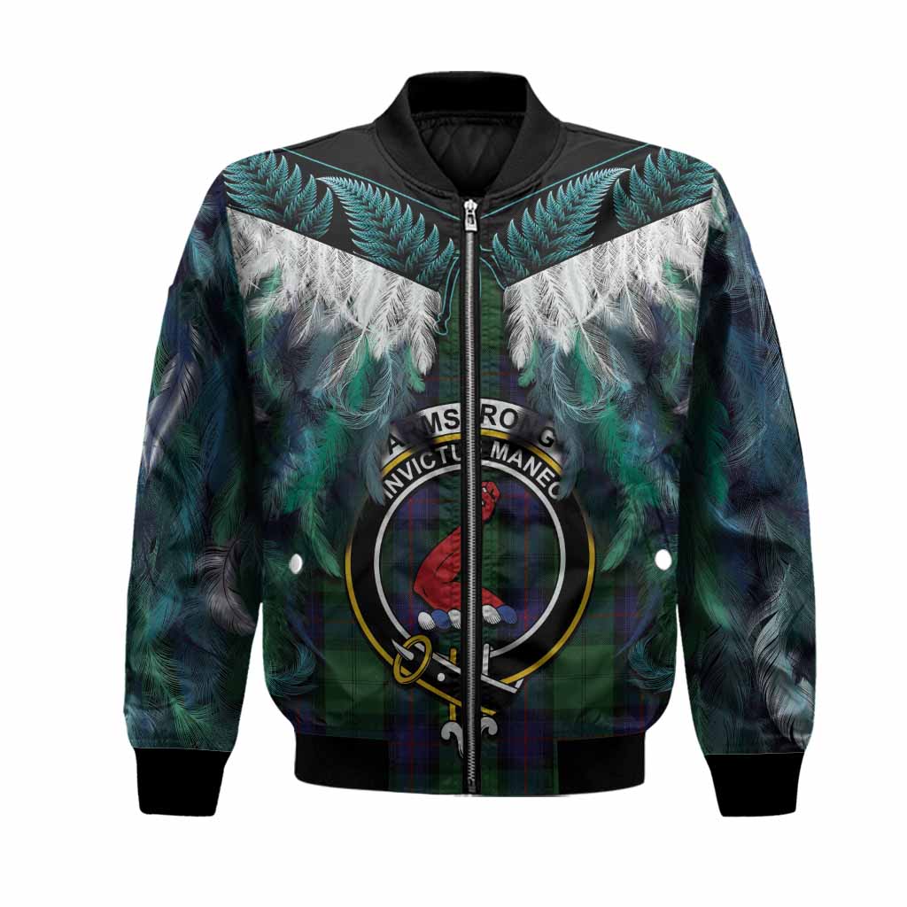 Armstrong Tartan Crest Bomber Jacket New Zealand Maori Korowai Cloak
