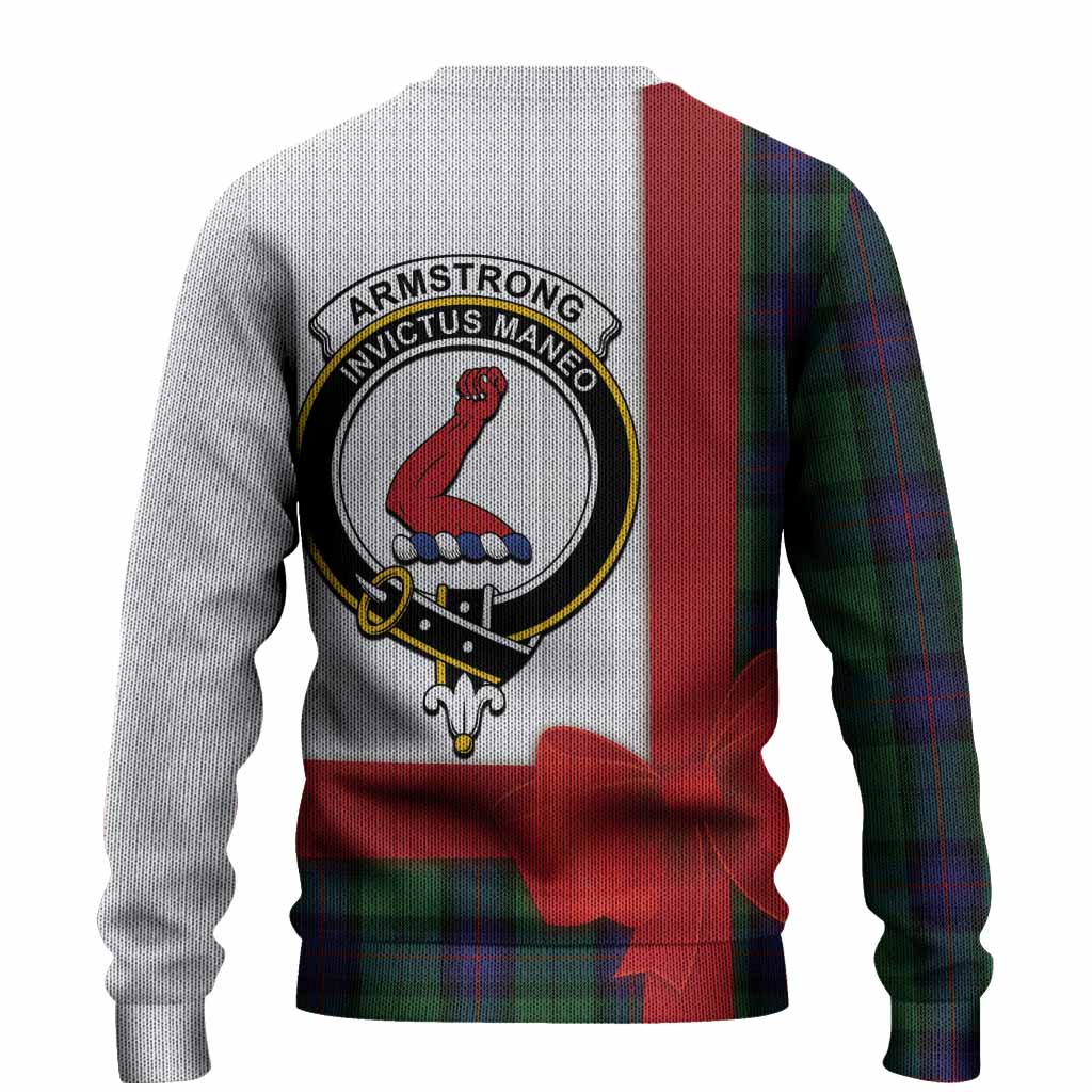 Armstrong Tartan Crest Christmas Christmas Ugly Sweater Highland Cow Bagpipes Coquette Bow Style
