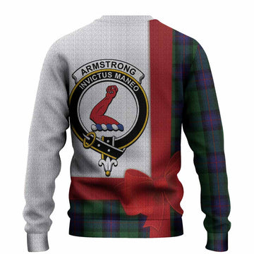 Armstrong Tartan Crest Christmas Christmas Ugly Sweater Highland Cow Bagpipes Coquette Bow Style