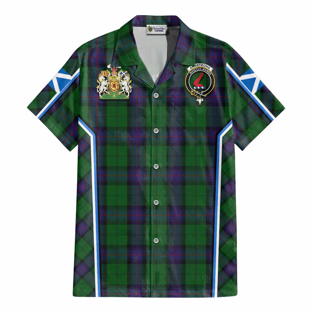 Armstrong Tartan Crest Cotton Hawaiian Shirt Scotland Coat of Arm Flag Style - Tartan Vibes Clothing