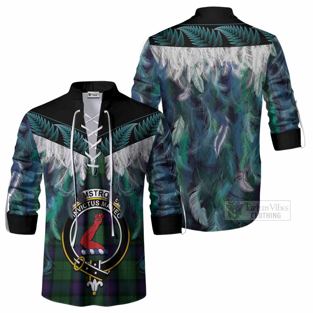 Armstrong Tartan Crest Ghillie Shirt New Zealand Maori Korowai Cloak
