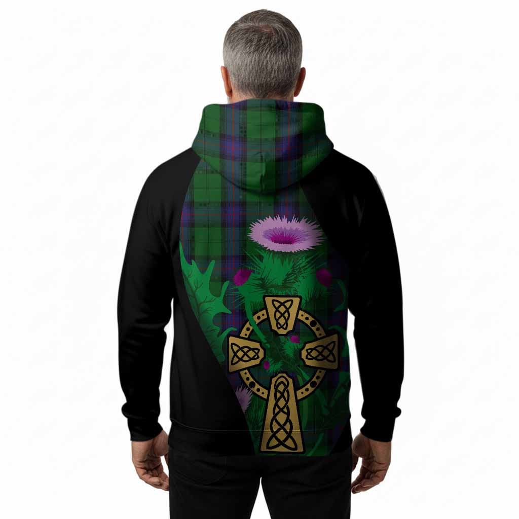Armstrong Tartan Crest Hoodie Celtic Cross Thistle Flowers