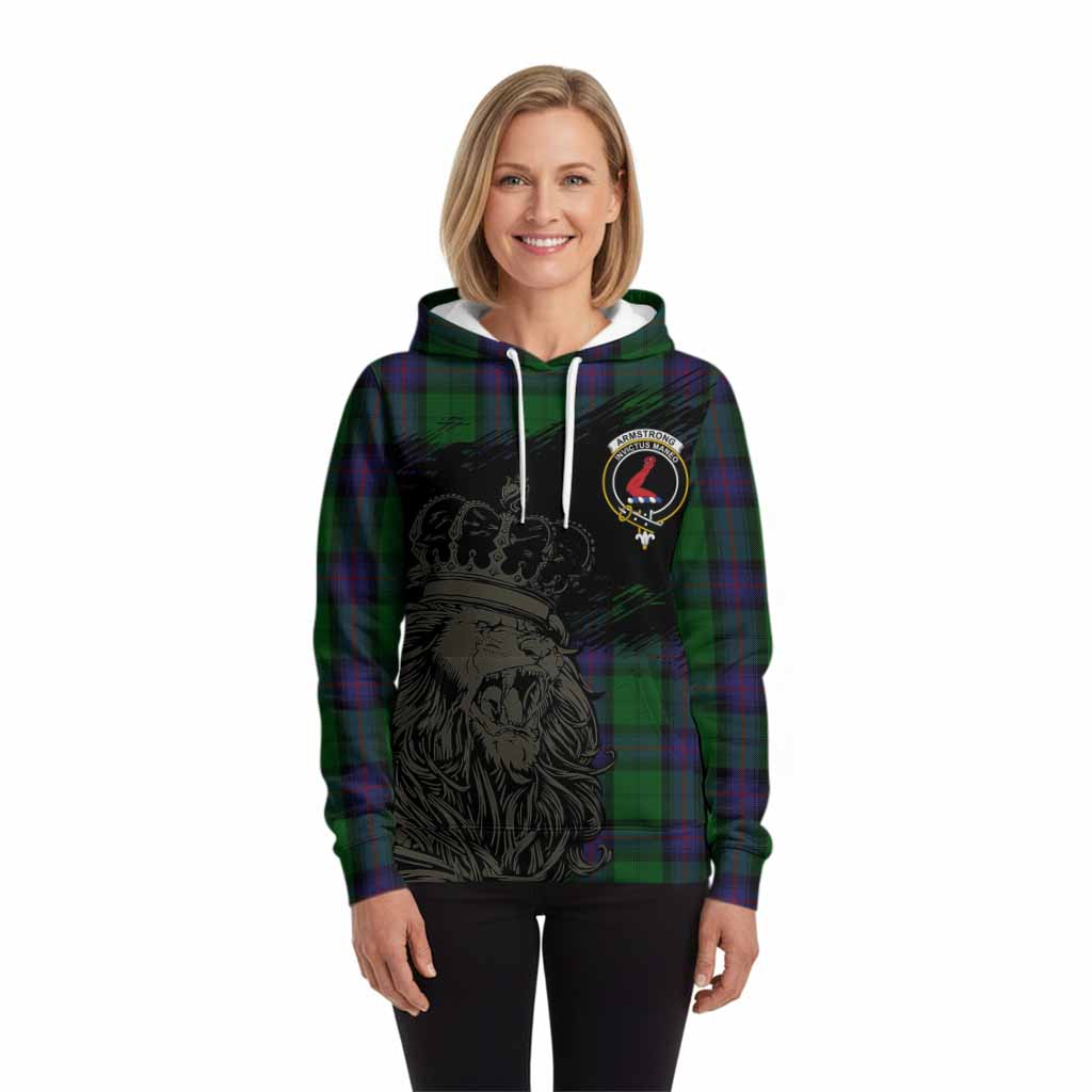 Armstrong Tartan Crest Hoodie Crowned Lion Heritage Style