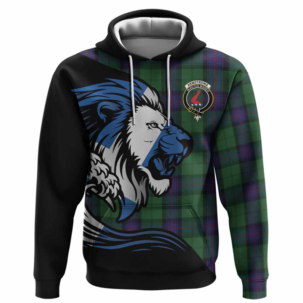 Armstrong Tartan Crest Hoodie Scottish Golden Lions Wave Flow