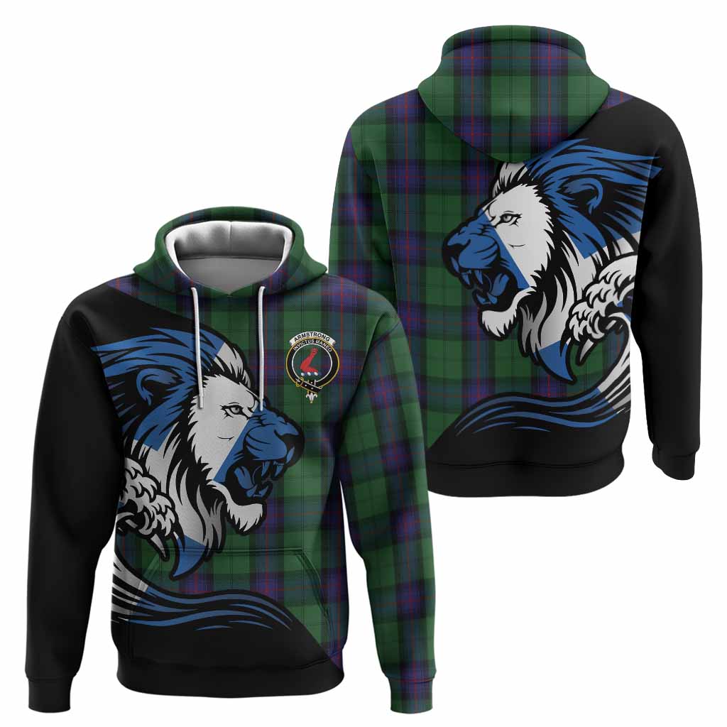 Armstrong Tartan Crest Hoodie Scottish Golden Lions Wave Flow