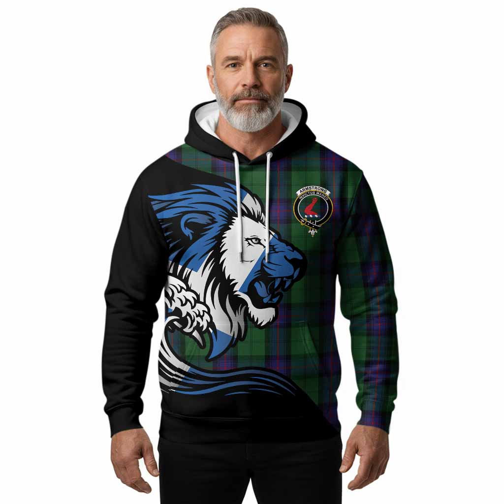 Armstrong Tartan Crest Hoodie Scottish Golden Lions Wave Flow