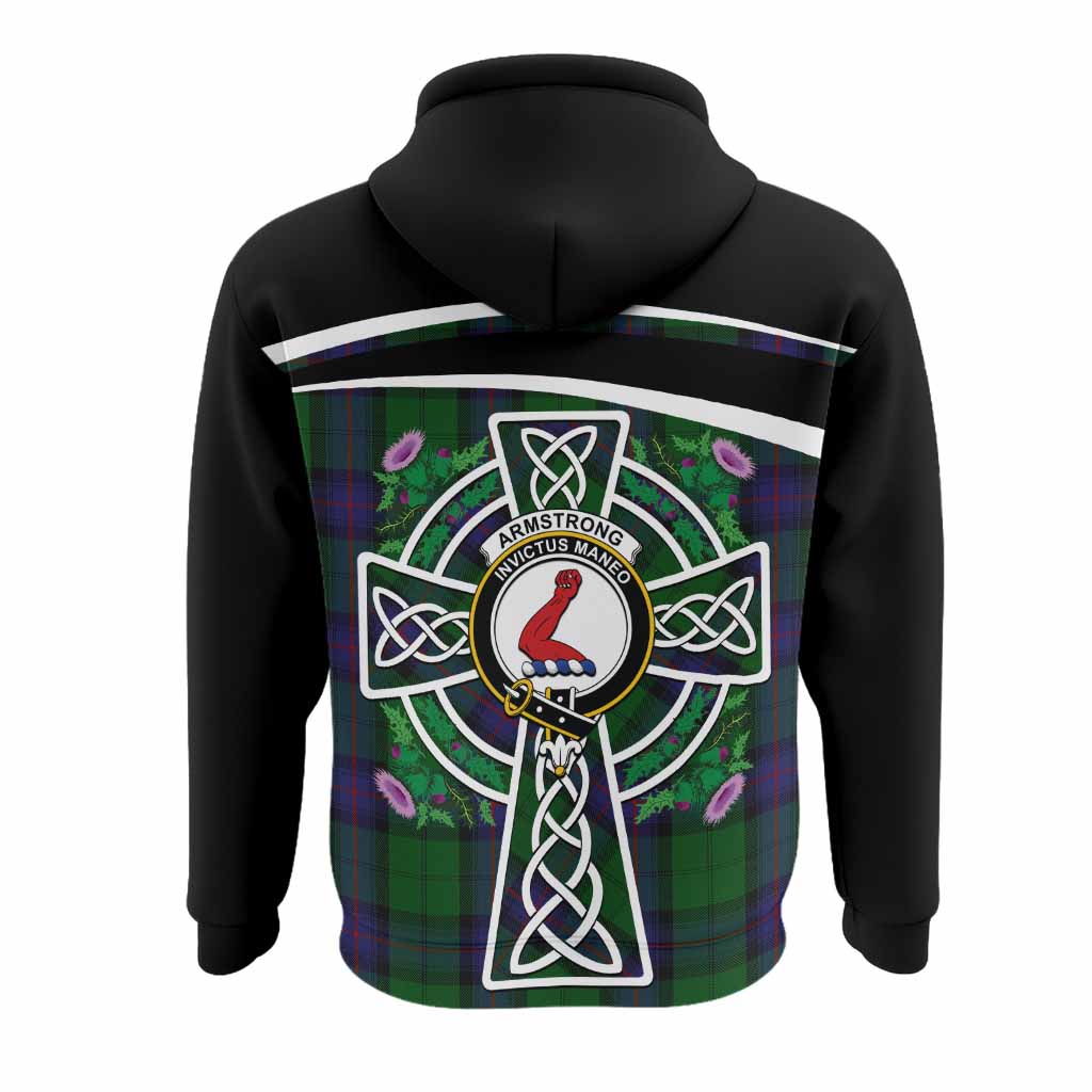 Armstrong Tartan Crest Hoodie Scottish Thistle Celtic Cross Alba Gu Brath