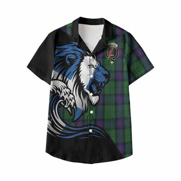 Armstrong Tartan Crest Kid Hawaiian Shirt Scottish Golden Lions Wave Flow